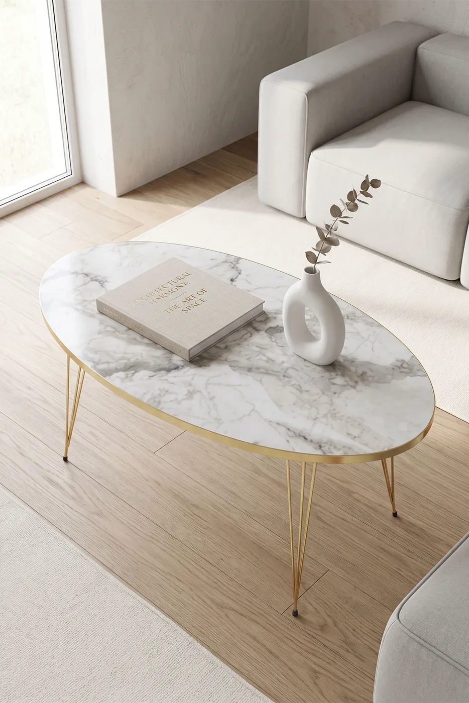 Coffee Table Elliptical Gold Efes Wire-legged
