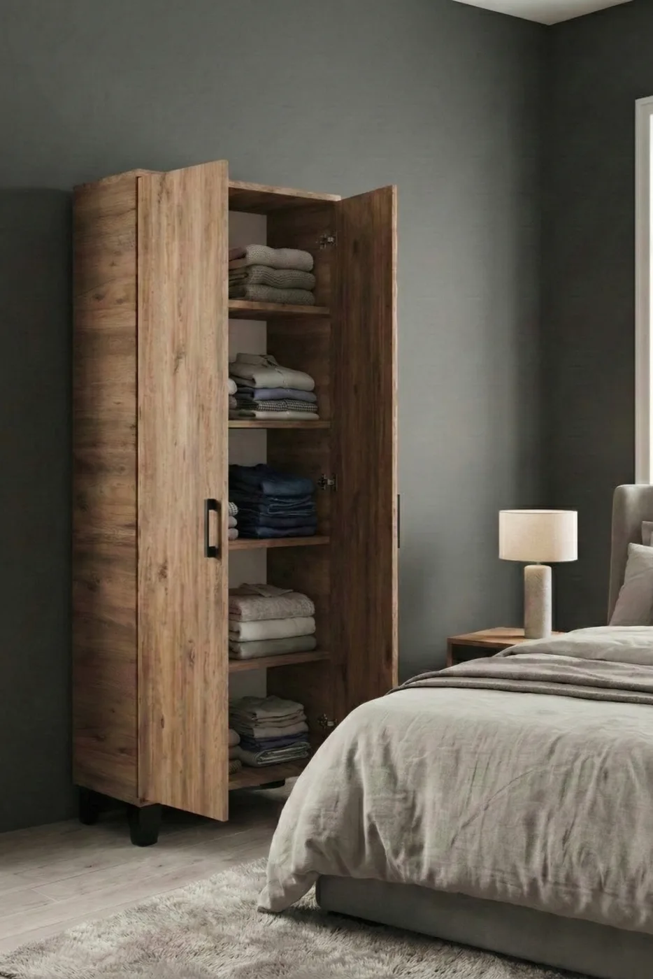 Mutfak Dolabı Çok Amaçlı 160 Kiler Dolabı 2 Kapaklı 5 Raflı Banyo Dolap 250 Atlantik Çam